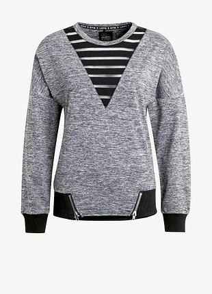 Сіра меланжева спортивна кофта від бренду even&odd active з v-подібним вирізом,