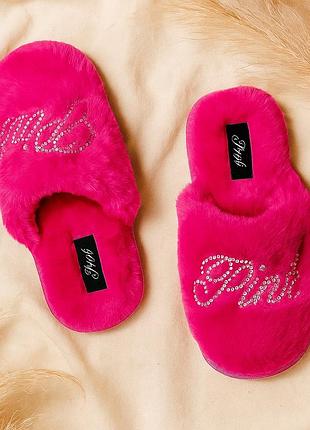 Рожеві тапочки тапулі зі стразами victoria’s secret pink оригінал