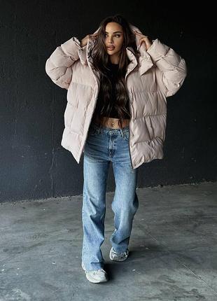 Зимовий пуховик оверсайз з капюшоном зимова куртка на пуху