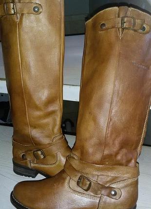 Tamaris (немеченица)- стильные коричневые-виские кожаные сапоги р.37 (24 см)