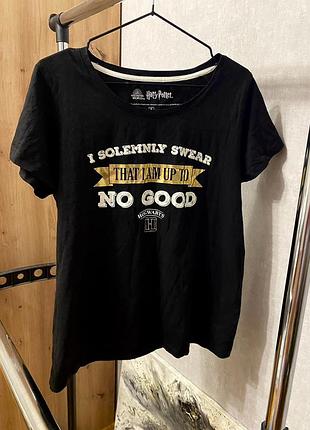 Черная женская футболка мерч harry potter