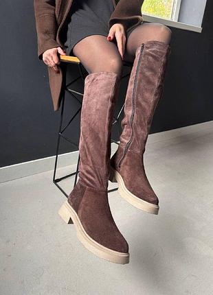 Стильные женские замшевые сапоги деми/зима в наличии и под отшив 💛💙🏆