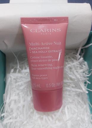 Clarins multi active - ночной крем для лица с
ниацинамидом, миниатюра, 15 ml