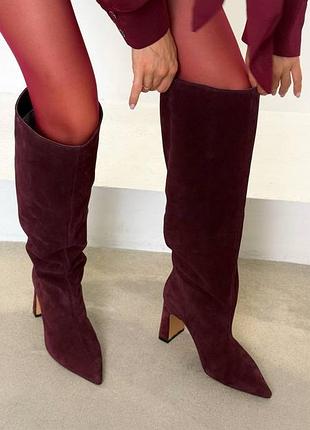 Сапоги трубы на каблуке