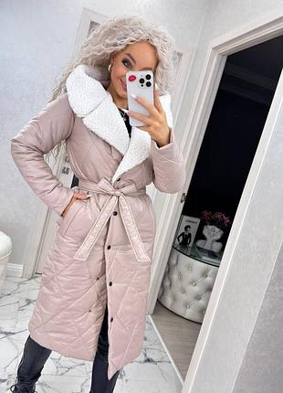Пальто стеганное удлиненное зима