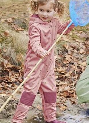 Демисезонный комбинезон на флисе дождевик грязеприф осенний весенний комбез ветровка софтшелл lupilu для девочки 2-4 года 98-104 как новый