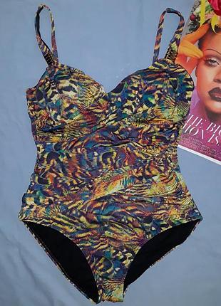 Купальник сдельный черный с утяжкой размер 46-48 / 14 драпировка