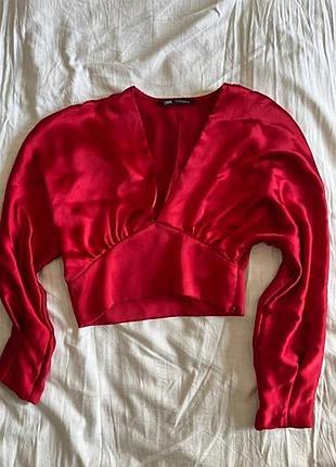 Zara червона святкова блуза