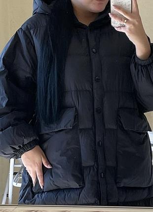 Жіноча зимова дута куртка пуховик оверсайз стилю