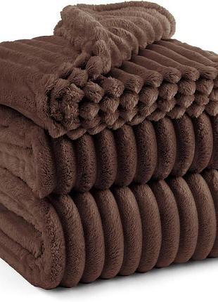 New євро плед шарпей коричневий (полоска 5.5см) 200х220см