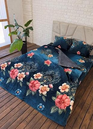 Постільна плюшева білизна троянди комплект постельного белья плюш