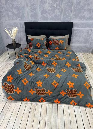 Плюшева постільна білизна комплект постельное белье на кровать плюш