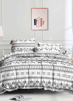 Постільна білизна байка новорічний принт комплект постели байка