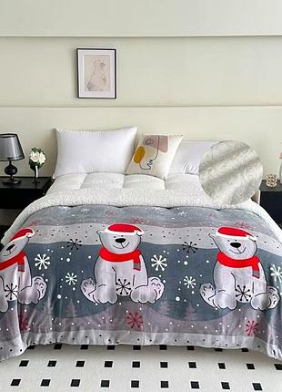Покривало з новорічним дизайном.овчина.  євро розмір 200х220 см
