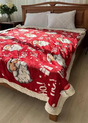 Плед духсторонній на овчинці плед -покривало на овчинке