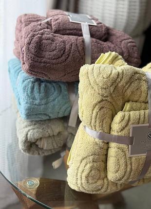 Подарочные наборы полотенец баня - лице микрофибра подарочний набор полотенца банка - лицо