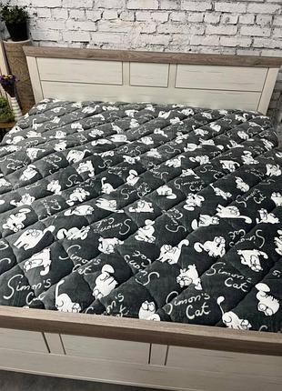 Ковдра фліс-хутро тепла стьобана одеяло теплое стьбаное флис на меху