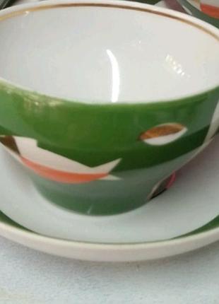 Чашка с блюдцем от дулево  с рыбками в отличном состоянии,красное клеймо