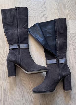 Чоботи замшеві темно коричневі