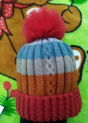 Шапка детская вязаная зимняя