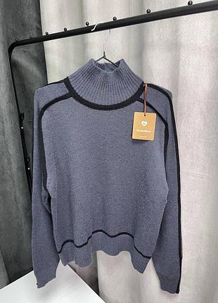 Свитер синевато-серый черная полоска norah &amp; olivia