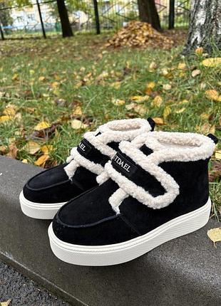 Черевики уггі жіночі угги на липучках замшеві натуральні ботинки з липучкою зимові зима натуральна замша 36 37 39 41 розмір тедді черевики барашек