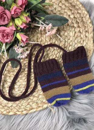 Вʼязані рукавички на флісі 0-6 міс.