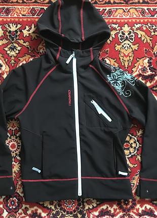 Чорна термо куртка/ кофта з принтом на флісі