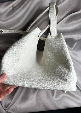 Шкіряна молочна сумочка з короткими ручками