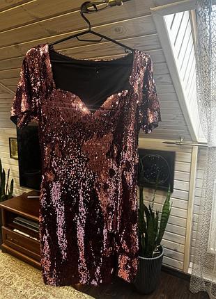 Святкова сукня zara з паєтками , розмір l