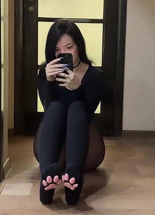 Високі косплей аніме гетри лоліта, високі до стегон, довгі панчохи з принтом котячих лап чорні