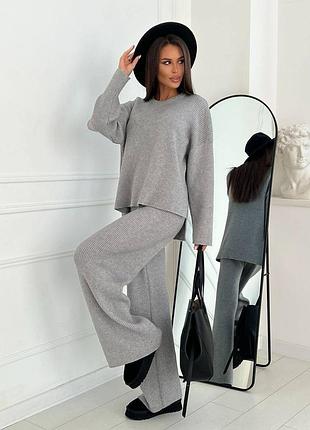 Стильный брючный костюм, идеально на осень 🍁 ангора рубчик, брючный оверсайз, палаццо туника кофта, клеш брюки брюки