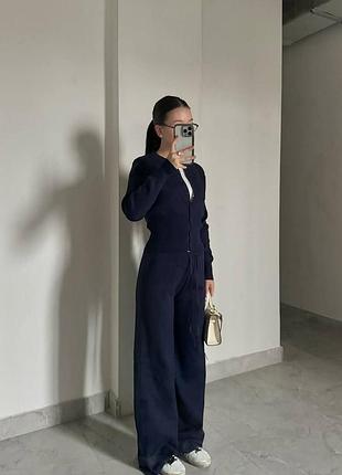 Повседневный костюм двойка кофта на пуговицах длинный рукав брюки на резинке высокая посадка ангора манжеты