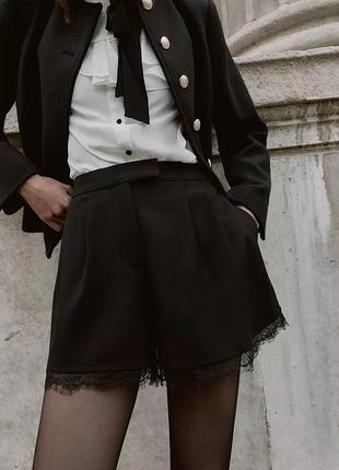 Шорти жіночі чорні з мереживом zara new