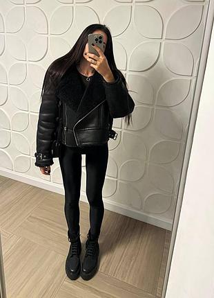 Дубленка эко мех + эко кожа