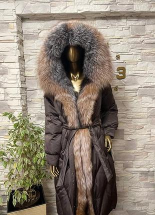 Женский пуховик с натуральным мехом, 46-60