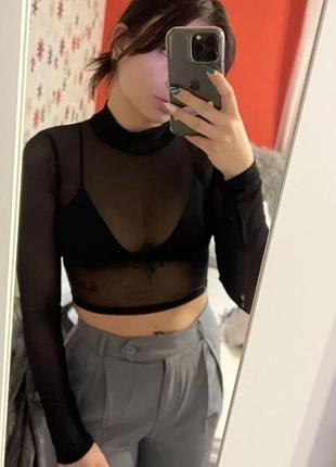 Чорна жіноча напівпрозора кофта