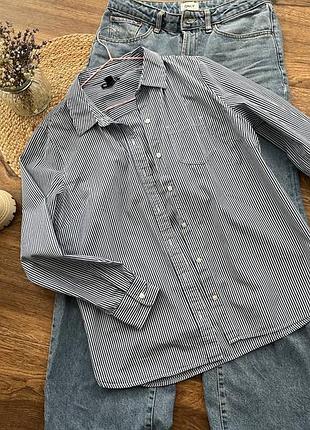 Бавовняна сорочка в смужку gap boyfriend fit