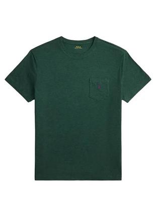 Чоловіча натуральна темно-зелена футболка від polo ralph lauren