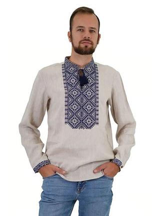 Вышиванка мужская серая (732)