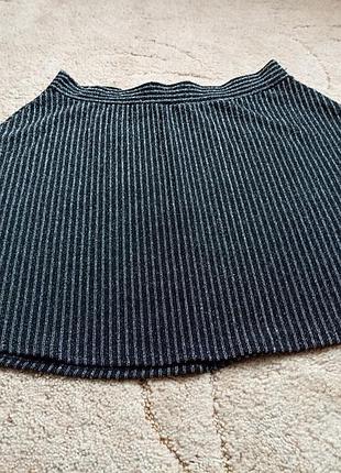 Юбка юбка черная с люрексом клеш мини