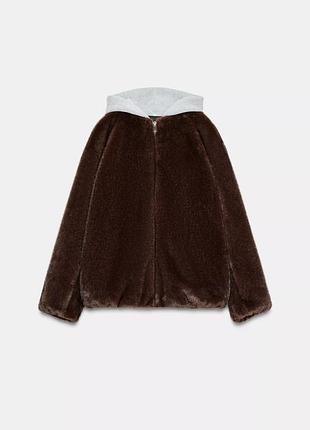 Шубка жіноча коричнева з капюшоном zara new
