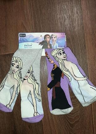 Набір 2шт утеплені махрові шкарпетки 35-38 frozen анна і ельза бавовна pepperts теплі для дівчинки  антиковзні