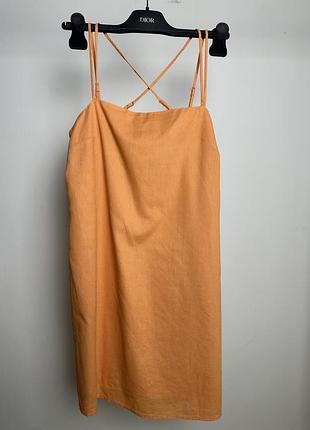 Оранжева льняна сукня легка літня h&m