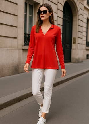 Красный&nbsp; женский лонгслив&nbsp; с длинными рукавами massimo dutti