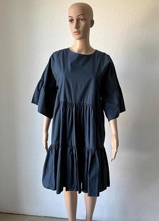 Сукня плаття обʼємна синя котонова сукня closed xs