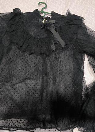 Черная нарядная блузка размер м в идеальном состоянии