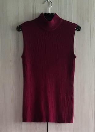 Шовковий  топ-водолазка в рубчик без рукавів від biaggini