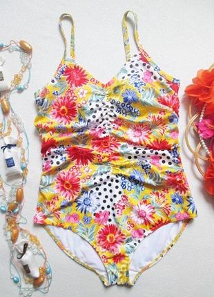Супервой слитный моделирующий купальник батал принт цветы горох tu 🌴🌹🌴