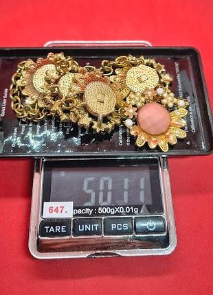 Намисто кольє прикраса аксесуар на шию квіти - метал емаль кераміка - 647